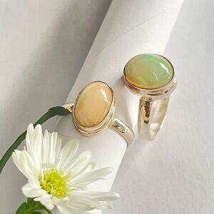 925 Sterling Silver Opal Ring size: us 7 & 8